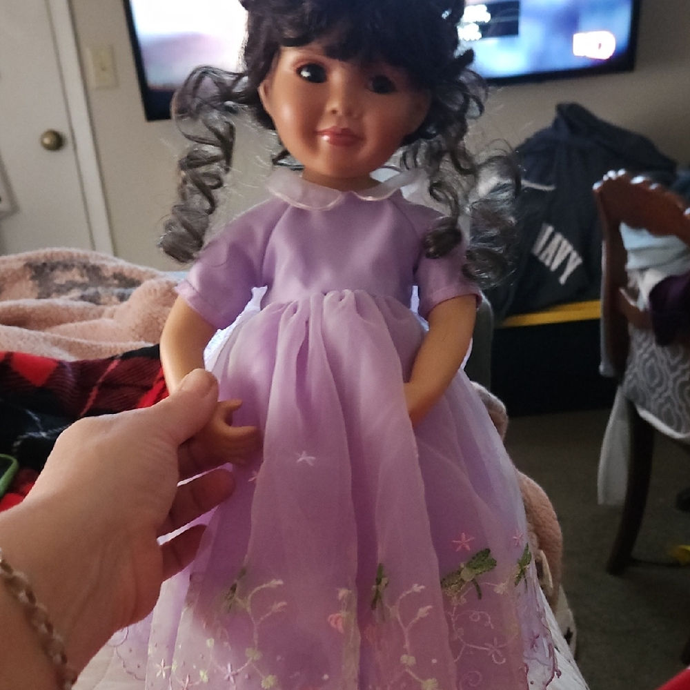 Charming Purple Doll with Embroidered Dress